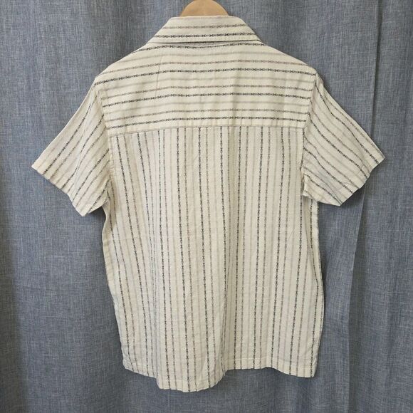 NWT COMMON PEOPLE Harris Shirt Linen Blend SS Tri Stone Stripe Men's S MSRP $179 - Picture 12 of 13